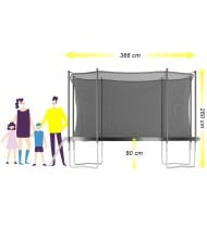 Trampoline de jardin ø 366 cm- 12FT- Filet intérieur, Matelas de protection et Echelle