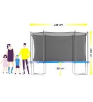 Trampoline de jardin ø 366 cm- 12FT- Filet intérieur, Matelas de protection et Echelle