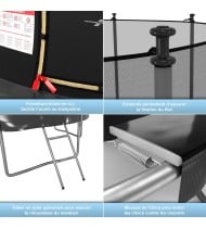 Trampoline extérieur Classique ø 427 cm- 14FT- Filet intérieur, Matelas de protection réversible et Echelle