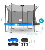 Trampoline extérieur Classique ø 427 cm- 14FT- Filet intérieur, Matelas de protection réversible et Echelle