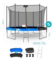 Trampoline extérieur Classique ø 366 cm- 12FT- Filet intérieur, Matelas de protection réversible et Echelle