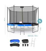 Trampoline extérieur Classique ø 366 cm- 12FT- Filet intérieur, Matelas de protection réversible et Echelle