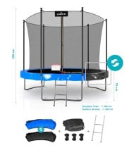 Trampoline extérieur Classique ø 305 cm- 10FT- Filet intérieur, Matelas de protection réversible et Echelle