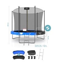 Trampoline extérieur Classique ø 305 cm- 10FT- Filet intérieur, Matelas de protection réversible et Echelle