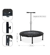 Trampoline fitness pliable 90 cm poignée réglable en hauteur en forme de T