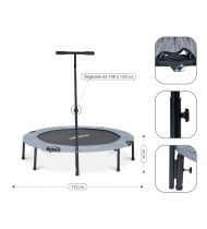 Trampoline fitness pliable 120 cm poignée réglable en hauteur en forme de T