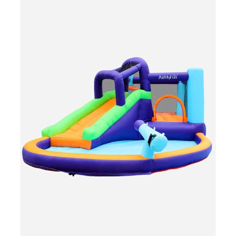 Château Aquatique Gonflable - Magic Island - Surface 480x380x190 cm - souffleur et sac de rangement inclus