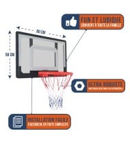 Panneau de basket de porte ou mural 80 x 58cm - Los Angeles