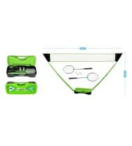 Set de Badminton complet avec filet 295 x 38 x 154 cm, raquettes, volants et étui de rangement Vert