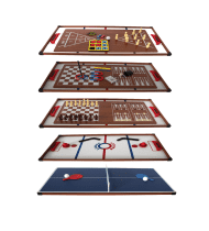 Plateaux Multi-jeux, 14 jeux : Ping Pong, Air Hockey, Bowling, Echec, Mikado, Back Gammon 97 x 49 x 3 cm