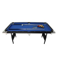 Billard pliable, Table de Billard avec Accessoires, 193 x 109 x 81 cm - Noir et Tapis Bleu