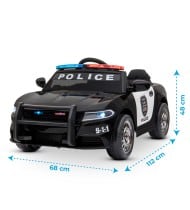 Voiture de Police Electrique DOODEE 2 x 30W - Marche AV / AR, Gyrophares & Mégaphone