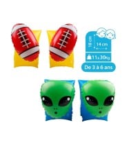 Brassards Gonflables De Natation x2 pour Enfants 3-6 Ans, Flotteurs piscine & plage - Pack Duo Rugby Alien