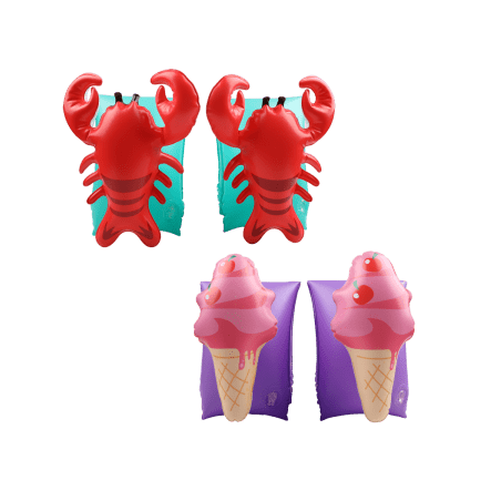 Brassards Gonflables De Natation Enfants x2 pour 3-6 Ans, Flotteurs piscine & plage - Pack Duo Homard Glace