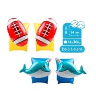 Brassards Gonflables De Natation x2 pour Enfants 3-6 Ans, Flotteurs piscine & plage - Pack Duo Dauphin Rugby