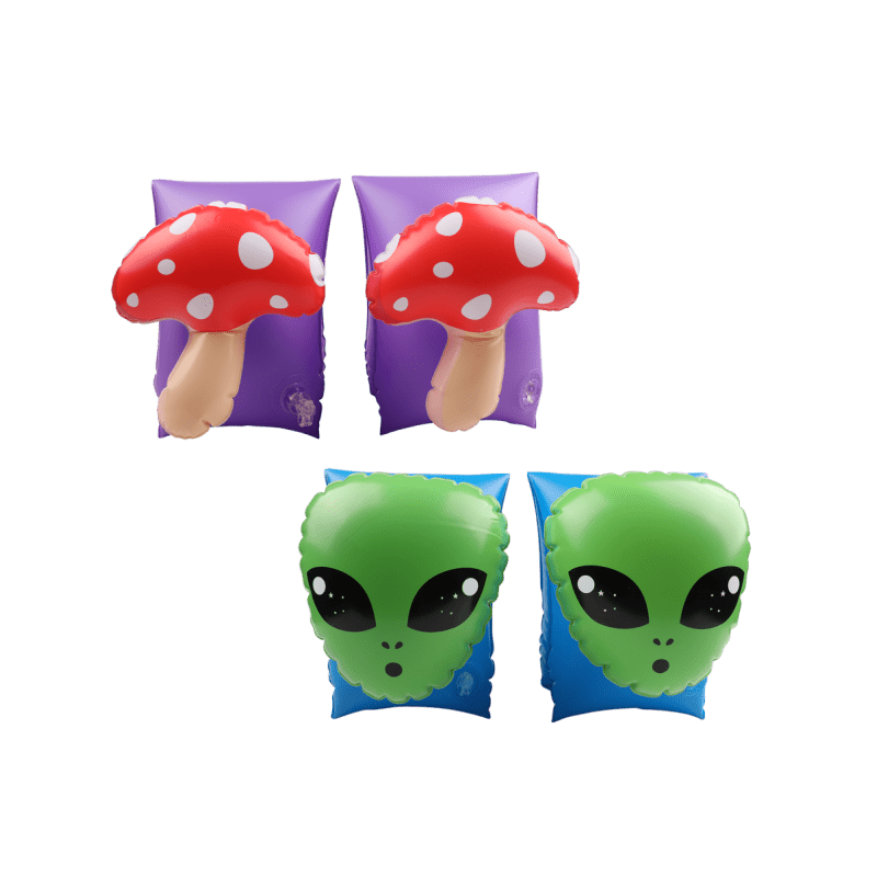 Brassards Gonflables De Natation x2 pour Enfants 3-6 Ans, Flotteurs piscine & plage - Pack Duo Champignon Alien