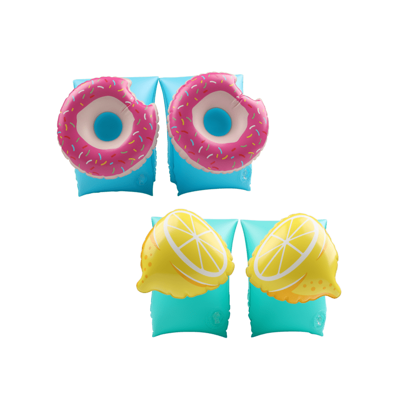 Brassards Gonflables De Natation x2 pour Enfants 3-6 Ans, Flotteurs piscine & plage - Pack Duo Citron Donut