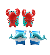 Brassards Gonflables De Natation x2 pour Enfants 3-6 Ans, Flotteurs piscine & plage - Pack Duo Homard Dauphin