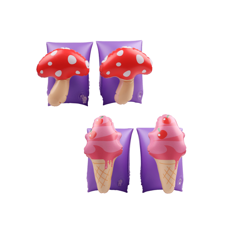 Brassards Gonflables De Natation x2 pour Enfants 3-6 Ans, Flotteurs piscine & plage - Pack Duo Glace Champignon