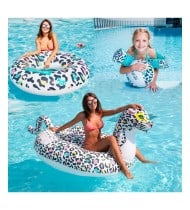 Brassards de Natation 3-6 ans + Bouée + Bouée Chevauchable + Porte Boisson + Ballon gonflable - Pack Famille Léopard