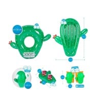 Brassards de Natation 3-6 ans + Bouée + Matelas + Porte Boisson + Ballon gonflable - Pack Famille Cactus