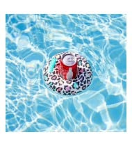 Porte Boisson Gonfable pour Piscine ou Plage, Flotteur, Accessoire d'Eau - Léopard ø18cm