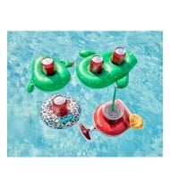 Porte Boisson Gonfable pour Piscine ou Plage, Flotteur, Accessoire d'Eau - Léopard ø18cm