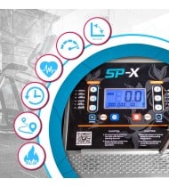 Tapis de course Pliable SPX -14km/h - 2,0 Cv - 12 Programmes, Inclinaison, Capteurs Pouls, Ecran LCD et Haut-Parleurs